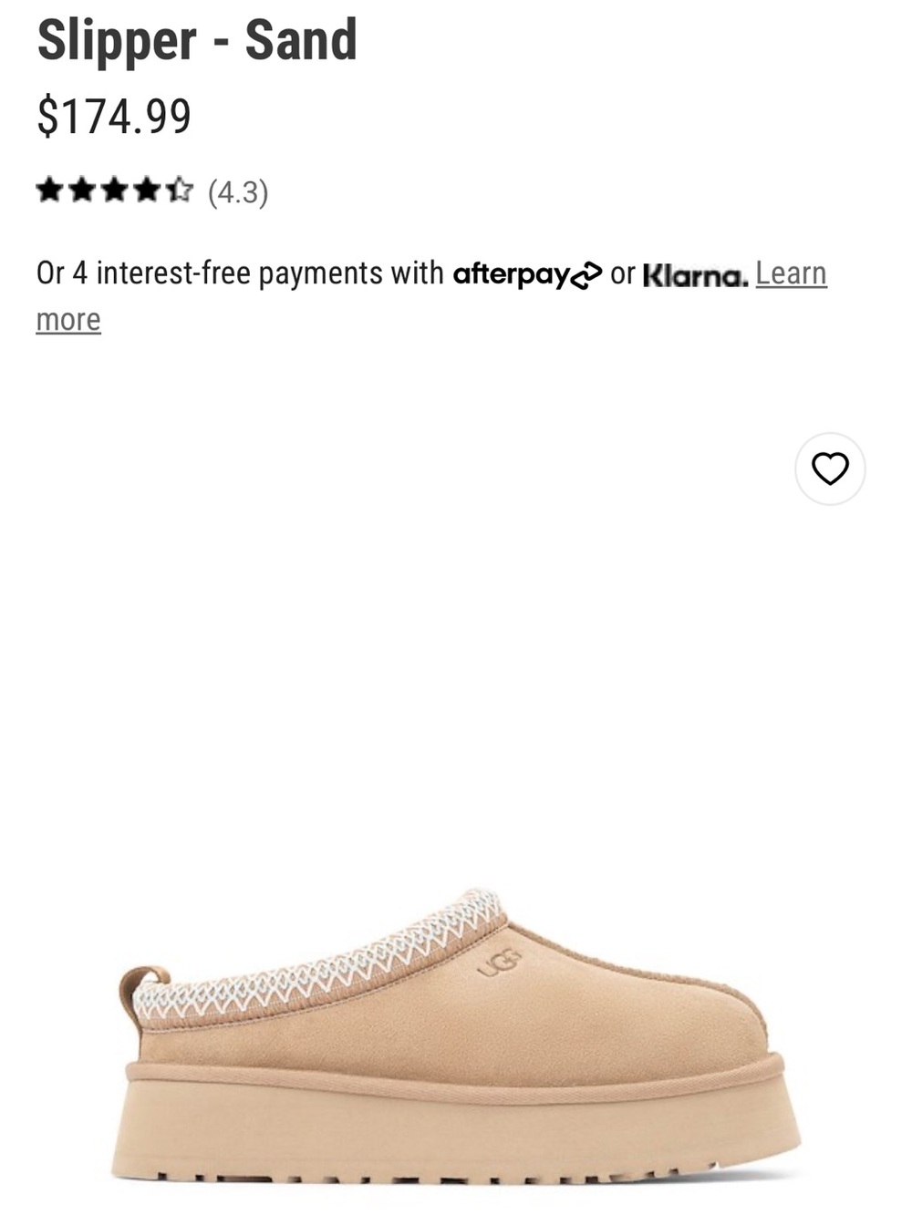 UGG Tasman Platform slipper in Sand